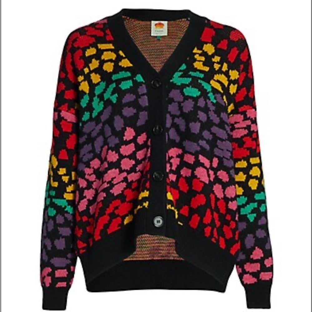 FARM Rio Rainbow Leopards Knit Cardigan, Size M